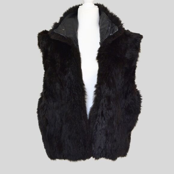 ANDREW MARC Women's Genuine New Zealand Opossum Fur Vest Black Size M - Picture 2 of 10